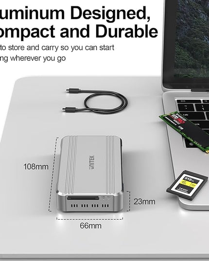 Unitek 40Gbps CFexpress 4.0 Type B Card Reader and M.2 PCIe&NVMe SSD Adapter/Reader, USB4.0 CF Express Reader for CFexpress Type B, PCIe4*2, Fast Transfer for Professional Filmmakers and Photographers