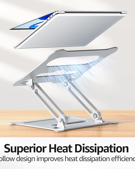 Urmust Laptop Notebook Stand Holder Adjustable Ultrabook Stand Riser Portable Compatible with MacBook Air Pro HP Dell XPS Lenovo All laptops 10-15.6"(Silver)