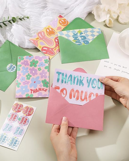 Thboxes 36 Pack Thank You Cards with Envelopes, 4x6 Inch Thank You Cards with Envelopes & Stickers, Cute Greeting Card for Birthday, Wedding, Baby Shower, Bridal Shower, Thanksgiving, Christmas