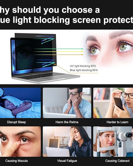 Hoktods 17.3 Inch 16:9 Laptop Privacy Screen Filter, Computer Monitor Privacy Shield, Anti Scratch Anti Spy Anti Glare Blue Light Screen Protector