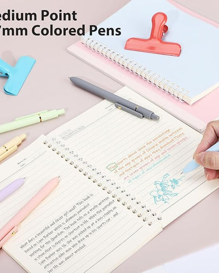 FIOVER Colored Pens, 12 Pack Colorful Gel Pens, Quick-Dry 0.7mm Medium Point for Journaling, Note Taking, Doodling, Aesthetic Office School Supplies, Gifts for Women Men（12PCS Aesthetic+Vintage）
