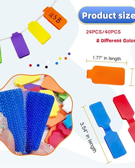 24PCS Multi-Color Cable Ties - Reusable Fastening Straps for Electronics and Cord Organizer, 8 Colors