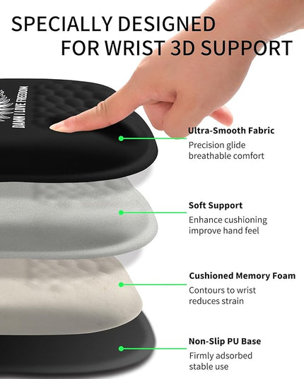 Hokafenle Ergonomic Wrist-Hugging Mouse Pad Wrist Support, U-Shaped Holding Wrist Rest Mousepad for Carpal Tunnel Pain Relief with Cushioned Memory Foam Slope Massage Bulge (Classic 10.2x8.3 in,DILF)