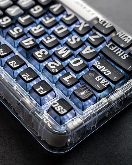 daixiahu PBT Pudding Keycaps, Theme, 118 Keys Sublimation Keycap Set, ASA Profile Custom Keycaps for Cherry Gateron MX Switch Mechanical Keyboard (Gradient Cyan) (Black ash)