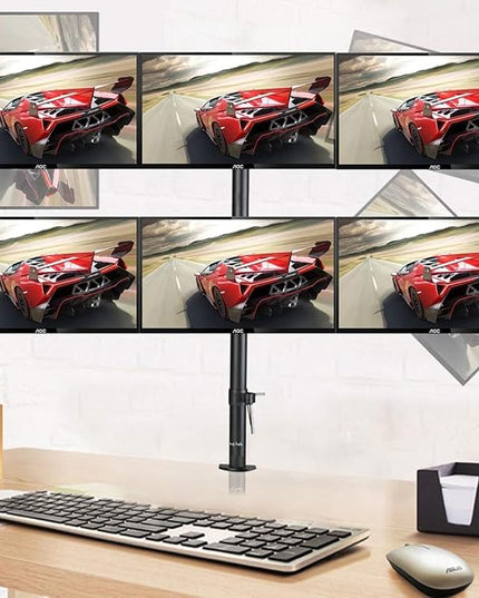 Suptek Hex LED LCD Monitor Stand up Desk Mount Extra Tall 31.5 inch Pole Heavy Duty Fully Adjustable Stand for 6 / Six Screens up to 27 inch (MD68126)