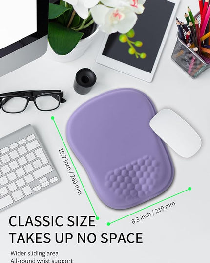 Hokafenle Ergonomic Wrist-Hugging Mouse Pad Wrist Support, U-Shaped Holding Wrist Rest Mousepad for Carpal Tunnel Pain Relief with Cushioned Memory Foam Slope Massage Bulge (10.2x8.3 in,Lavender)