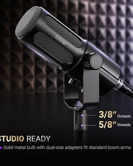 FIFINE Podcast Microphone, USB/XLR Vocal Dynamic Microphone for Streaming, Recording, Broadcast, Content Creator, Studio Microphone for PC with Mute Button, Headphone Monitoring-AmpliTank TANK6