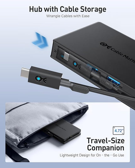 Cable Matters 8-in-1 USB C Hub Multiport Adapter with Dual 4K@60Hz HDMI, 140W PD Charging, Gigabit Ethernet, 10Gbps Data Transfer: 2X USB-C & 1x USBA 3.2 Ports (Support ONE External Display on MacOS)