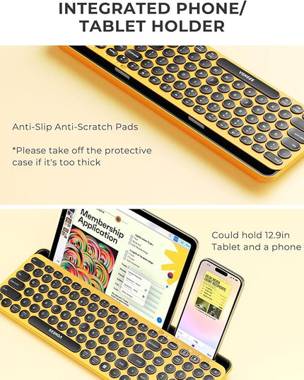 seenda Bluetooth Keyboard and Mouse for iPad, CTU-301 Wireless Multi-Device Connection Bluetooth+2.4G Keyboard Mouse Combo with Tablet Holder for iPad/MacBook/Windows, iOS/Andriod/Phone, Yellow