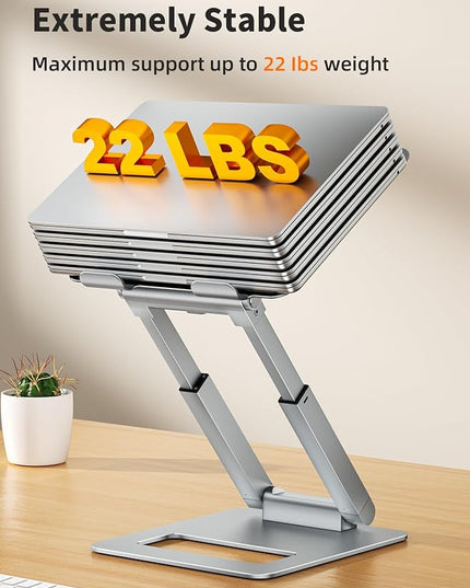 tounee Laptop Stand for Desk Adjustable Height, Telescopic Computer Stand with Pull Out Design Ergonomic Laptop Riser Fits All Laptops 10-17"-Silver