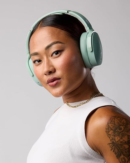 Skullcandy Hesh ANC Wireless Over-Ear Bluetooth Headphones, Active Noise Cancelling, Up to 22 Hrs Battery, Foldable Lightweight Design, Microphone for iPhone Android - Preppy Sage