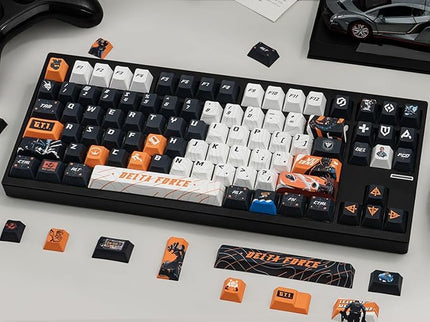 Custom PBT Keycaps, Black White Anime Style Keycaps Cherry Profile Dye Sublimation Keycap 130 Keys Manga Keycap Set for Mechanical Keyboard 61/64/75/84/87/104/108 Layout