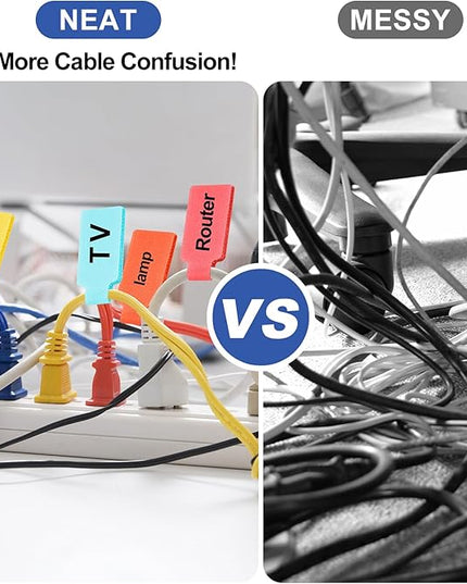 40 Pack Cable Labels Tags, Multi-Color Write On Wire Cord Tags and Charger Labels Waterproof for Cable Management and Identification Electronics (Oval)