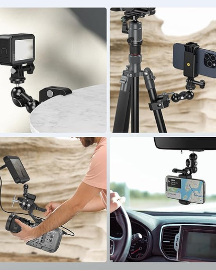 SMALLRIG Camera Mount Kit, Ball Head Magic Arm With Clamp, Super Clamp With Non-Slip Threads for GoPro, Webcam, Camera, Phone, Monitor and Light
