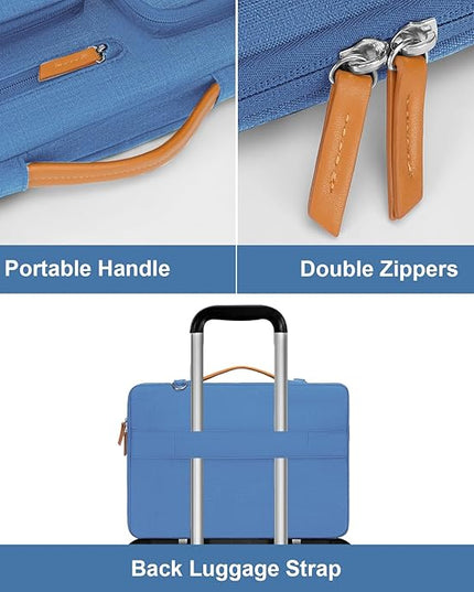 MOSISO 360 Protective Laptop Shoulder Bag,15-15.6 inch Computer Bags Compatible with MacBook Pro 16 inch, HP, Dell, Lenovo, Asus Notebook,Side Open Messenger Bag with 4 Zipper Pockets, Cadet Blue