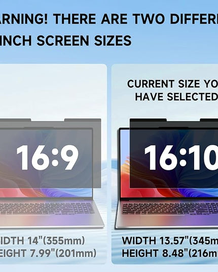 LUSA DESIGN Laptop Privacy Screen 16 Inch, Laptop Screen Privacy Shield 16:10 Aspect Ratio Anti-Glare Blue Light Computer Monitor Protector,