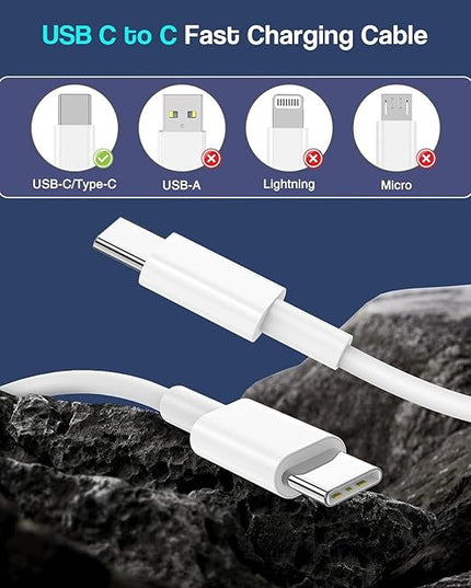 240W USB C Cable, USB C to USB C, C to C Cable Fast Charging for MacBook Pro/MacBook Air, iPad Pro/iPad Air, iPhone 16 Pro Max/ 16 15 Pro/Plus,Samsung,Compatible 140W/100W /65W/45W/35W/20W (2Pack,3ft)