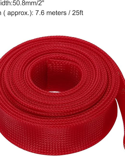 uxcell Expandable Sleeving, 2-inch 25ft Cable Sleeve, Red