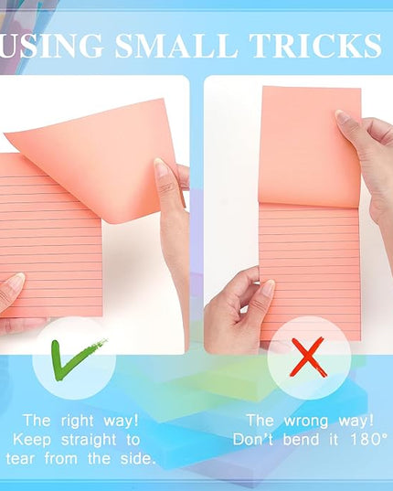 Early Buy 6 Pads Lined Sticky Notes with Lines 4x6 Self-Stick Notes Bright Color Sticky Notes, 45 Sheets/Pad (Pink)
