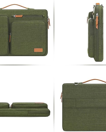 MOSISO 360 Protective Laptop Shoulder Bag,13-13.3 inch Computer Bag Compatible with MacBook, HP, Dell, Lenovo, Asus Notebook,Side Open Messenger Bag with 4 Zipper Pockets&Handle, Olive Green