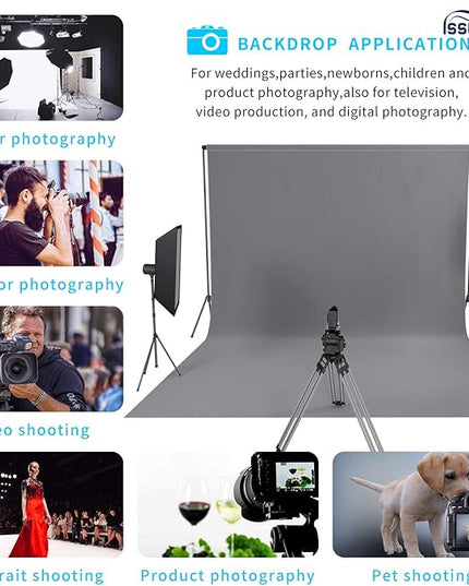 ISSUNTEX 10X24 ft Background Muslin Backdrop, Photo Studio, Collapsible High Density Screen for Video Photography and Television-Gray