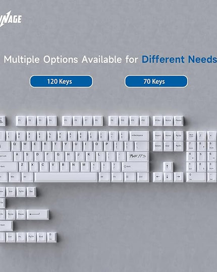 Pwnage Ceramic Keycaps - 60 65 75 100 Percent, Full Set Elegant Key caps, Custom 120 Keys Cherry Profile for 61/68/84/87/98/100 Cherry Gateron MX Hall Effect HE Mechanical Keyboards, White