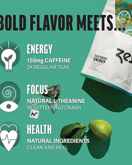 Zest High Caffeine Black Tea Bags – Earl Grey Energy Tea with Natural Bergamot – 150mg Caffeine per Cup – Focus & Morning Breakfast Tea for Energy – Caffeinated Coffee Substitute – 20Ct Pack