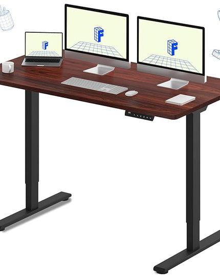 FLEXISPOT E3 Dual Motor 60 x 24 Electric Standing Desk Sit Stand Up Desk, Holds 220 lbs, Adjustable Height w/ Memory Presets, One-Piece Mahogany Desktop & Black Frame, Ships in 2 Boxes