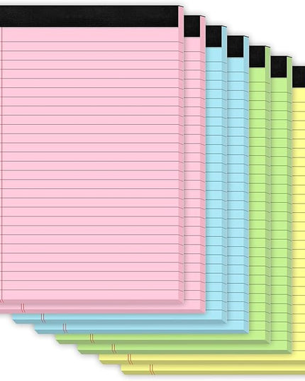 Zaviko 8 Pack Legal Pads 8.5 x 11, Notepads 8.5 x 11, Colored Note Pads 8.5x11 Writing Pads, Colored Legal Pads Wide Ruled, Lined Paper Pads 8.5x11, Double-Sided Pads of Paper, 30 Sheets/Pad