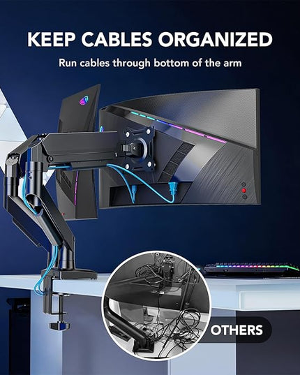 AX WABER Dual Monitor Stand, Adjustable Monitor Desk Mount for 17″–32″ Computer Screens, Full Motion VESA 75x75/100x100 with C-Clamp & Grommet Aluminum Base, Each Arm Holds 4.4 to 20 lbs AX09DB201