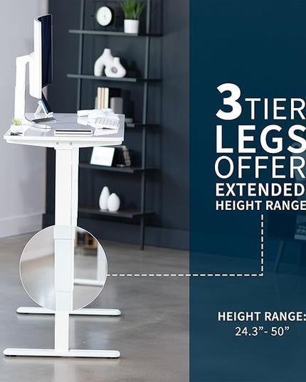 VIVO Electric 60 x 24 in Dual Motor Sit Stand Desk, Memory Height Adjustment, 2B Series, White Dry Erase Top White Frame, DESK-KIT-2W6WE