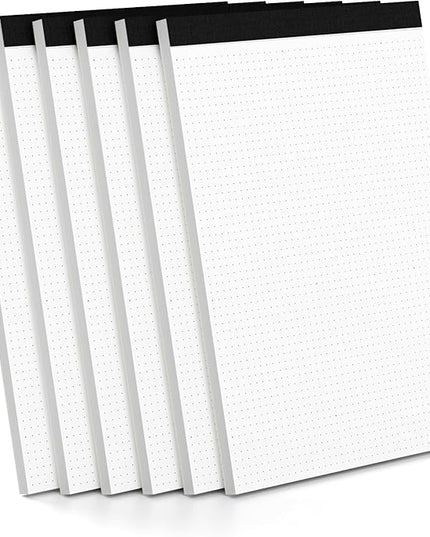 Zaviko Dotted Paper 8.5 x 11, 6 Pack Dot Grid Paper Pad, 30 Sheets Per Pad Dotted Journal Notepad 8.5 x 11, Easy Tear-Off 5x5 Dots Journal Paper Pads for Office, School