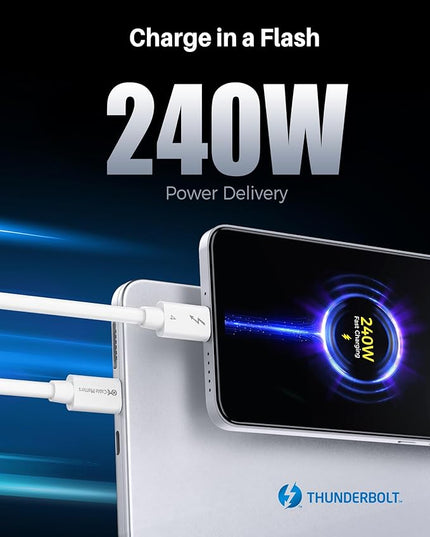 Cable Matters [Intel Certified 40Gbps Thunderbolt 4 Cable 2.6ft with 8K Video and 240W Charging in White - 0.8m, Compatible with USB4, Thunderbolt 3 Cable and USB-C