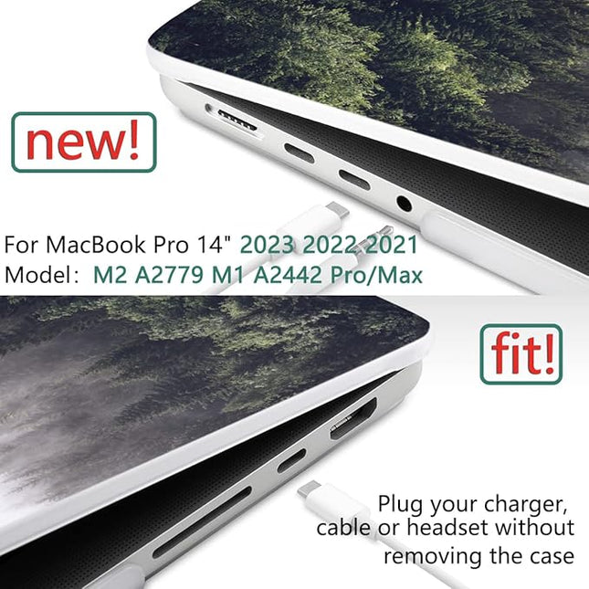 DONGKE Case for M5 MacBook Pro 14 inch 2025 2024-2021 M4 M3 M2 M1, Plastic Hard Shell Cover Compatible with A3434 A3112 A3401 A3185 A2992 A2779 A2442, Retina XDR Display & Touch ID, Forest
