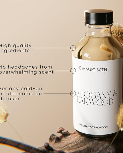 The Magic Scent Mahogany & Teakwood Diffuser Oil - Hotel & Home Luxury Scents Inspired by Abercrombie & Fitch - Diffuser Oil Scents for Home Designed for Use in All Diffusers - 16.9 fl oz, 500 mL
