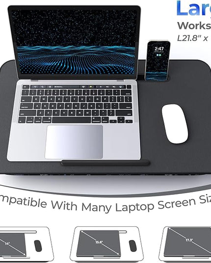 Lap Desk – L.DOCTOR Cushioned Lap Desks, Portable Laptop Desk for Bed, Couch & Floor, Washable Cushion, Built-in Phone & Tablet Slot, Fits 17.3" Laptop – Working, Writing, Gaming – Large, Gaming Accs