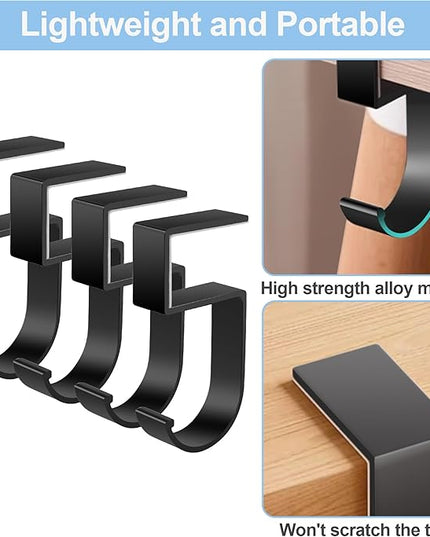 4PCS Purse Holder for Table - Nail Free Purse Hook for Table, Portable Purse Hanger for Bags Headphones Backpacks Umbrellas and Cups
