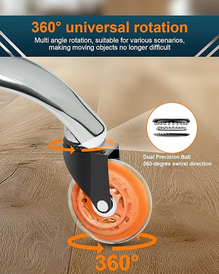 RidRed Gaming Chair Wheels - Heavy-Duty Office Chair Wheels - Replacement Rubber Casters- Universal Fit 3 Inch Chair Casters, Noise Free, Fits 98% Chair, for All Floor