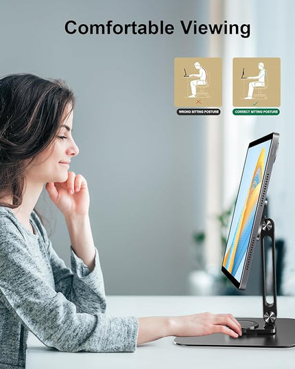 Adjustable Magnetic Stand Holder for 10-18.5 Inch Small Portable Monitor Tablet, Aluminum Alloy Foldable Arm Swivel Desk POS Stand Mount for iPad Air Mini Pro 12.9 13, Samsung Galaxy Tabs