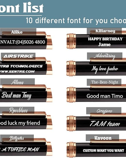 Ancolo Personalized Ballpoint Pens - Luxury Writing Pen with 10 Black Ink Refill Engraved with Your Message Name on the Pens Gift Set for Man/Women/Writers/Collection/Journalist