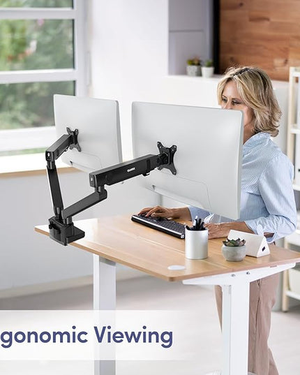 Dual Monitor Mount for Desk, Heavy Duty Dual Monitor Stand for 17 to 35 inch Ultrawide Monitors Holds 4.4 to 26.4 lbs Screen, Height Adjustable Monitor Arm for Gaming, Home, Office, VESA Mount, Black