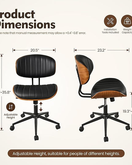 Home Office Desk Chair, Modern Sleek Office Chair with Adjustable Lumbar Support, Adjustable Height Mid Back Executive Task Chair with 360 Rolling Swivel for Meeting Study Room(Striped,Black)