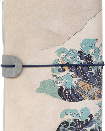 Kokonote Travelers Notebook Japanese Hokusai| Travel Pocket Notebook | Travel Journal For Women | Gifts For Travelers | Cute Small Notebook | 7.3 x 4 Inches | 80 Sheets PU Leather Journal