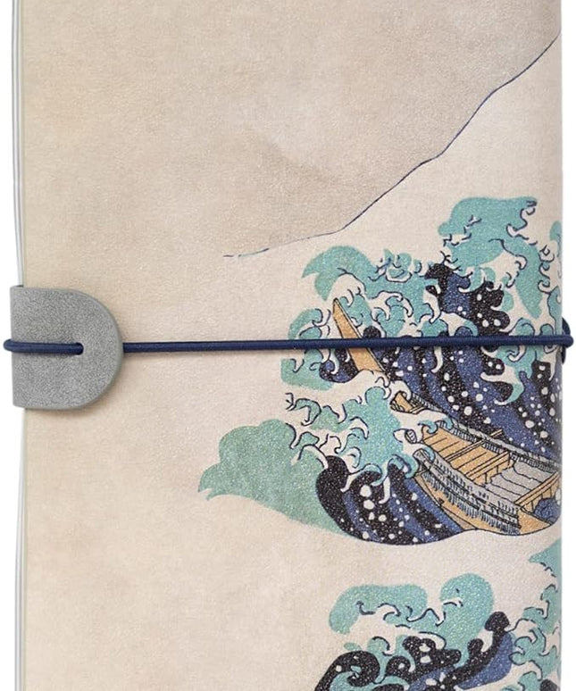 Kokonote Travelers Notebook Japanese Hokusai| Travel Pocket Notebook | Travel Journal For Women | Gifts For Travelers | Cute Small Notebook | 7.3 x 4 Inches | 80 Sheets PU Leather Journal