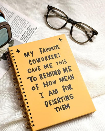 NeatNiche Spiral Notebooks For Work- Hardcover Gold coil-bound Journal Dairy For Women, 5.8"x8.3",Funny Going Away Gifts For Coworkers,Sarcastic Farewell Gifts,Coworker Leaving Gift,New Job Or Birthday Gift (Yellow)