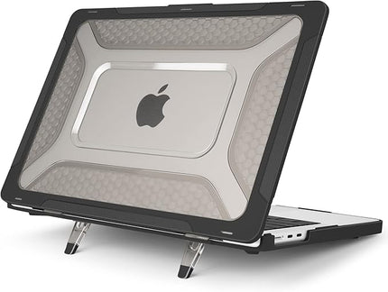 Batianda Extreme Heavy Duty Case for New MacBook Air 13.6 inch 2025 M4 2024 2022 A3240 A3113 A2681 - Anti-Slip Rubberized Stand (Holds 25lbs) & Honeycomb Exoskeleton - Max Cooling & Stability - Black