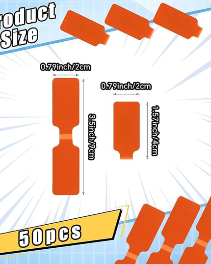 50 Pieces Cord Labels Self-Adhesive Nylon Cable Labels Tags Waterproof Wire Cable Tags or Electronics Office Computers Management and Identification (Orange)
