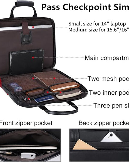 Leather Slim Briefcase for Men 15.6" Laptop Crossbody Messenger Bag Business Work Lawyer Attache Case