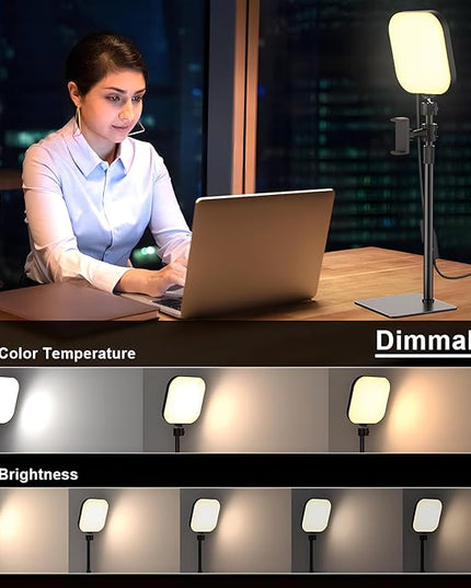 Video Conference Lighting, 180 LED Video Light with 3 Color & 5 Brightness & Timmer for Video Recording, Webcam Light Phone Holder for Laptop Computer Online Meeting, Video Calls, Live Streaming
