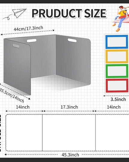 24 Pcs Desk Dividers for Students Plastic Durable and Waterproof Privacy Folders Shields Test Dividers with Classroom Privacy Boards for School Study Teacher Supplies (24pcs Grey)